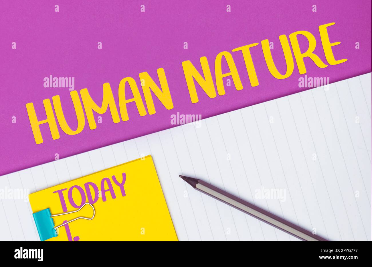 Sign displaying Human Nature. Word Written on psychological characteristics, feelings, and behavioral traits of humankind Stock Photo