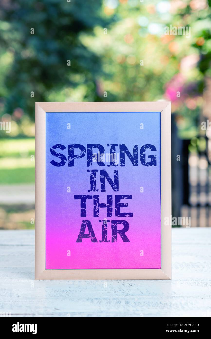 Text caption presenting Spring In The Air. Business concept natural feeling beautiful season flowers everywhere Stock Photo