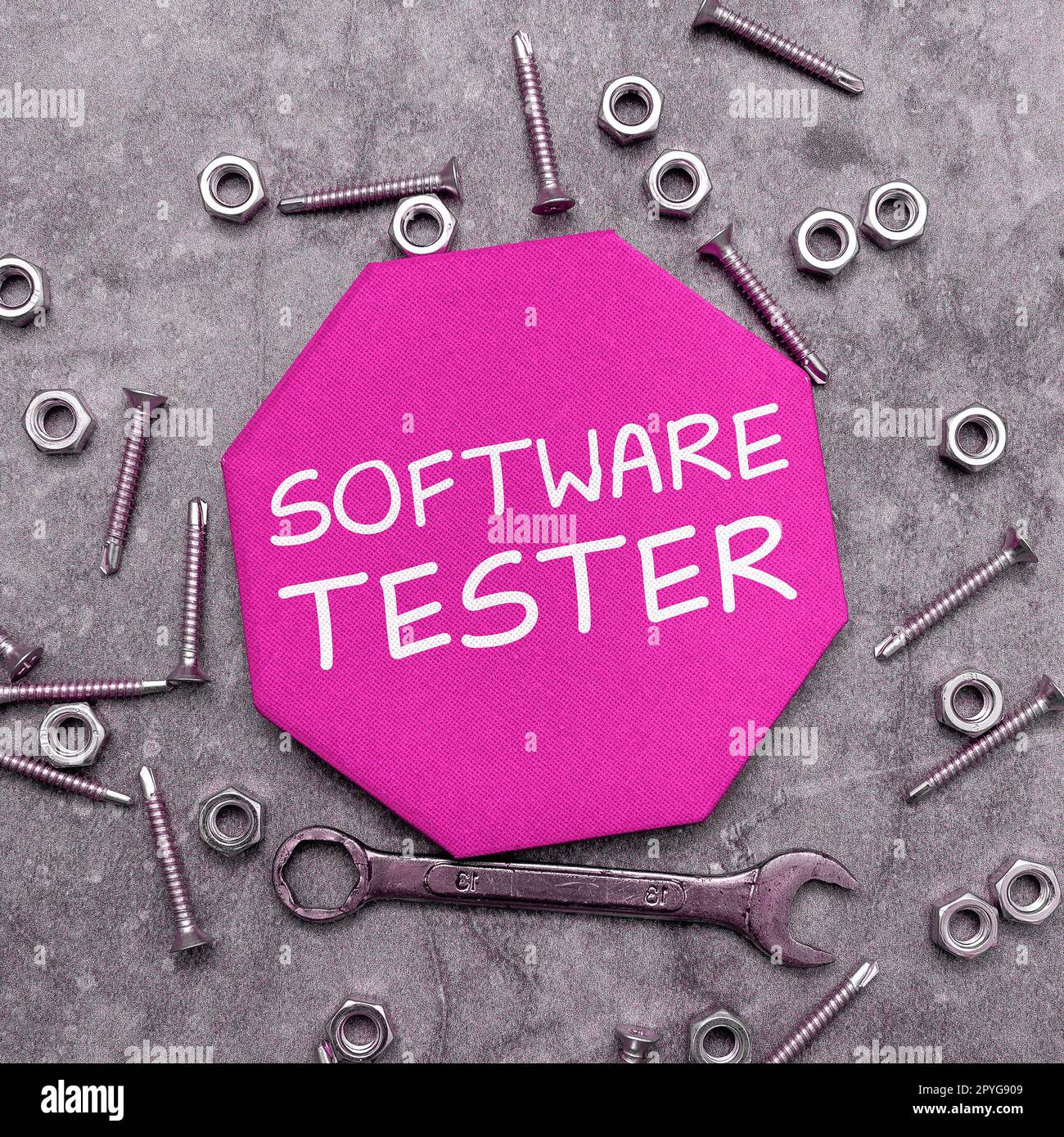 Writing displaying text Software Tester. Internet Concept implemented to protect software against malicious attack Stock Photo