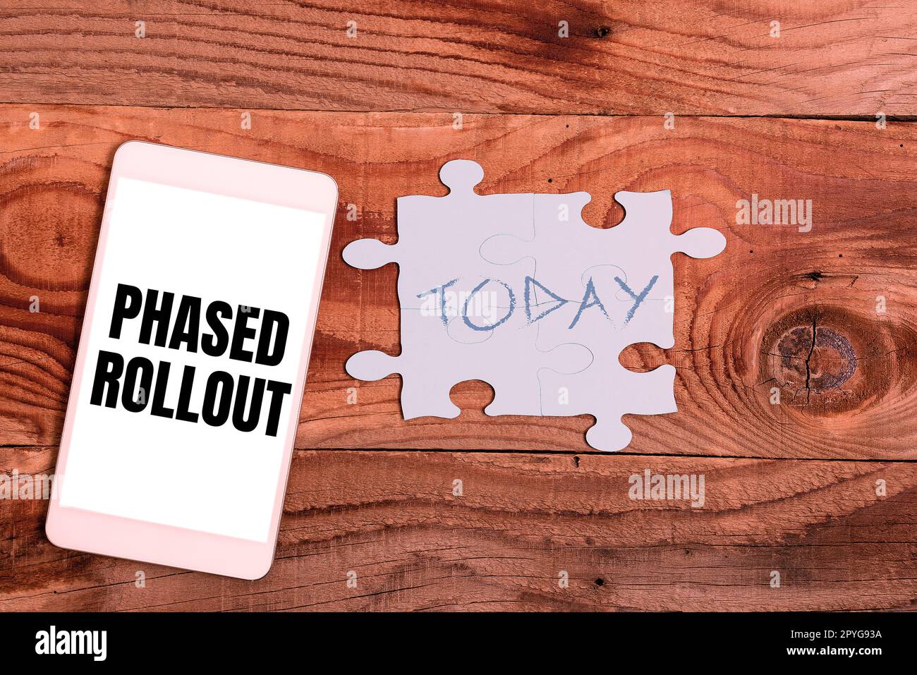 Text sign showing Phased Rollout, Concept meaning the practice of
