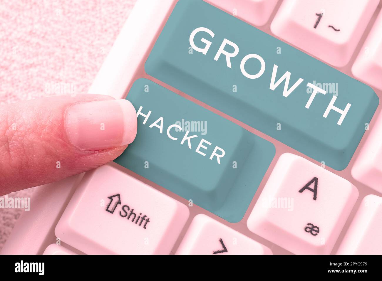 Hand writing sign Growth Hacker. Business approach generally to acquire as many users or customers as possible Stock Photo