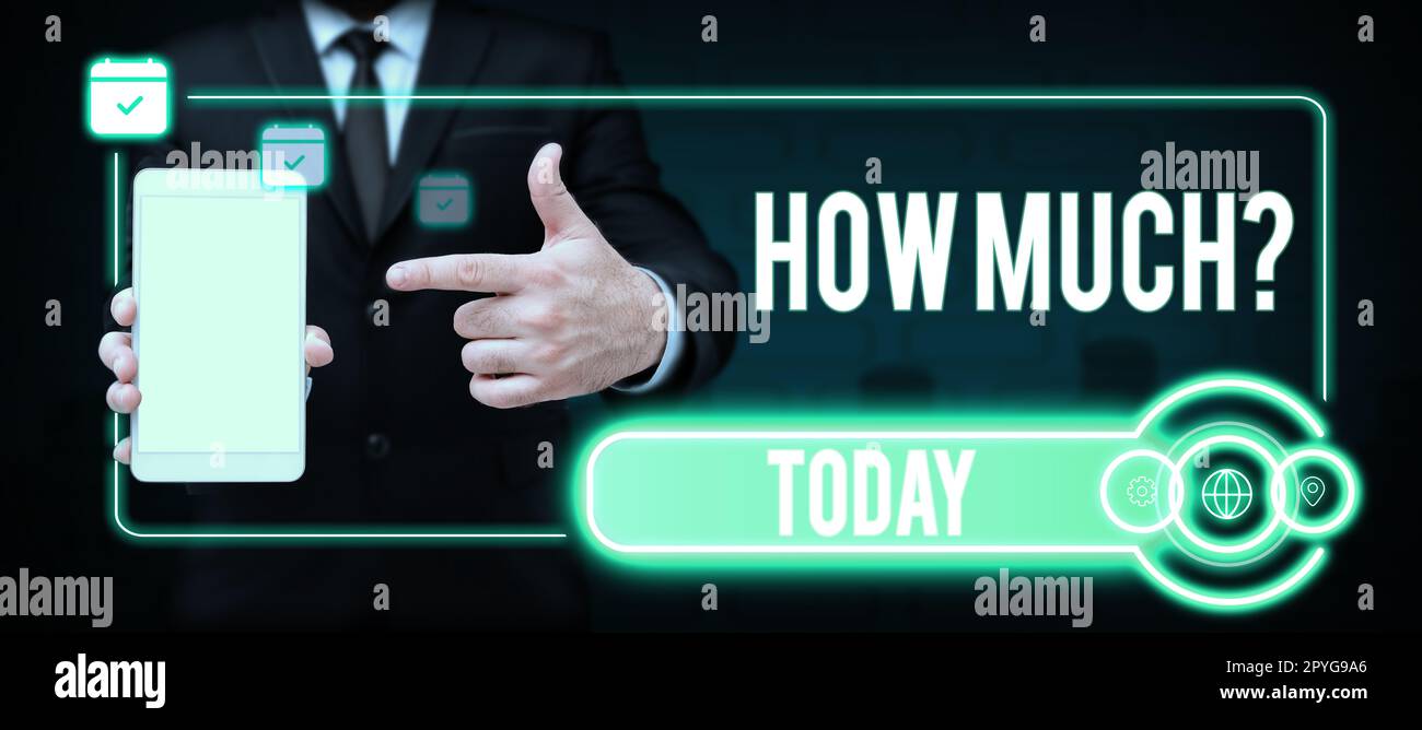 Sign displaying How Much. Word for ask about the amount or cost of ...