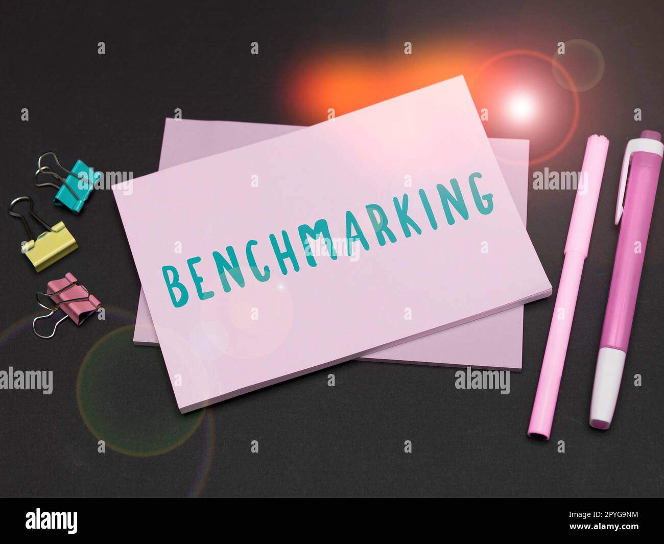 Text showing inspiration Benchmarking. Word for Evaluate something by comparison with a standard Strategy Stock Photo