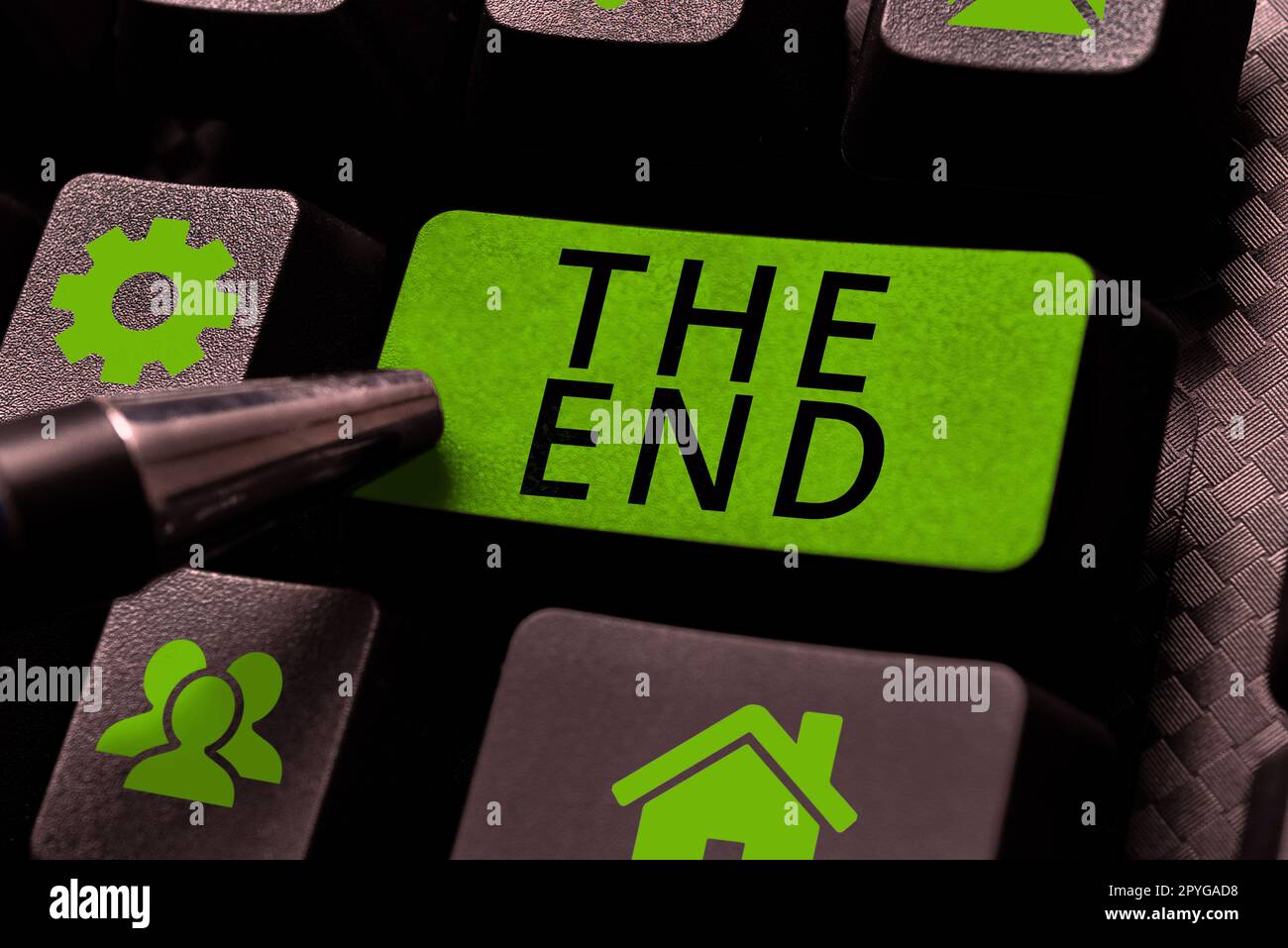 Text sign showing The End. Business overview Final part of play relationship event movie act Finish Conclusion Stock Photo