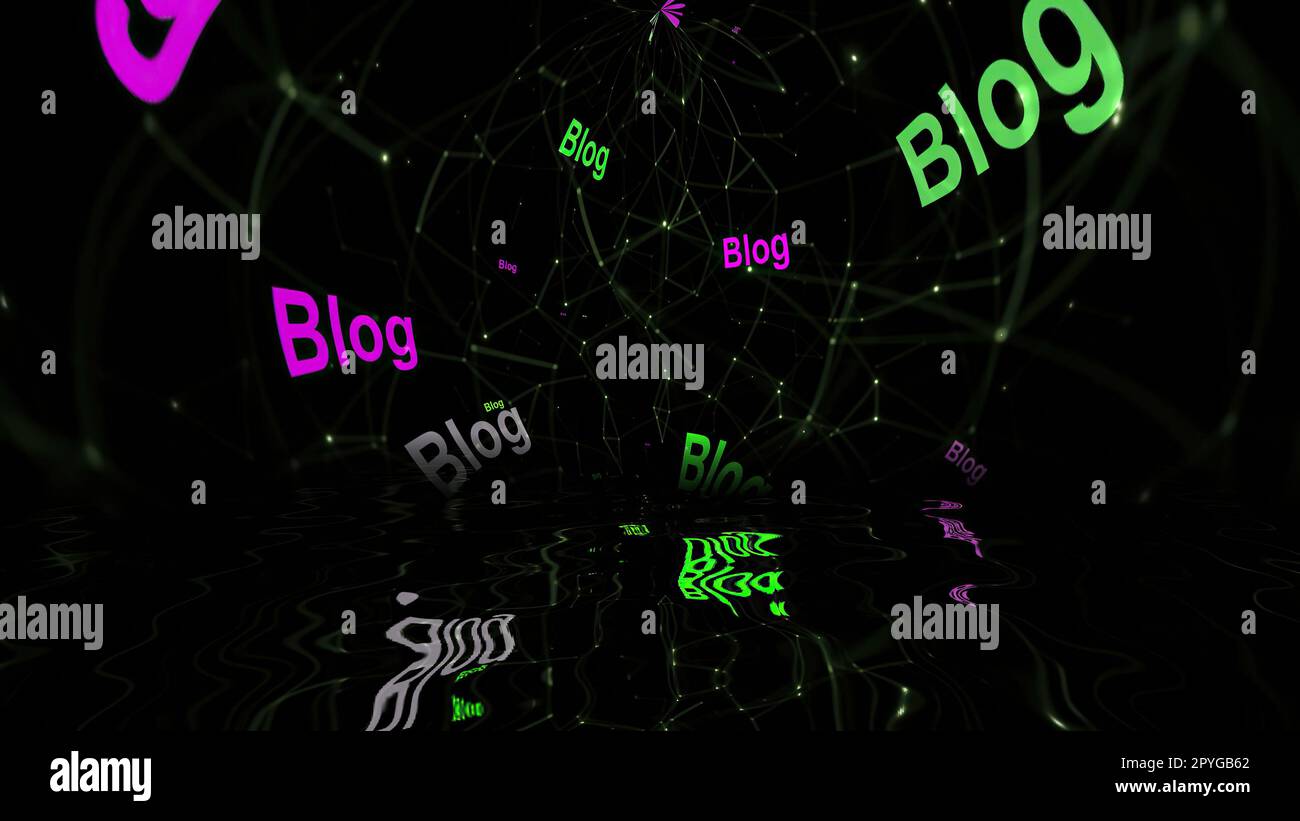 Blog text background reflecting in water Stock Photo - Alamy