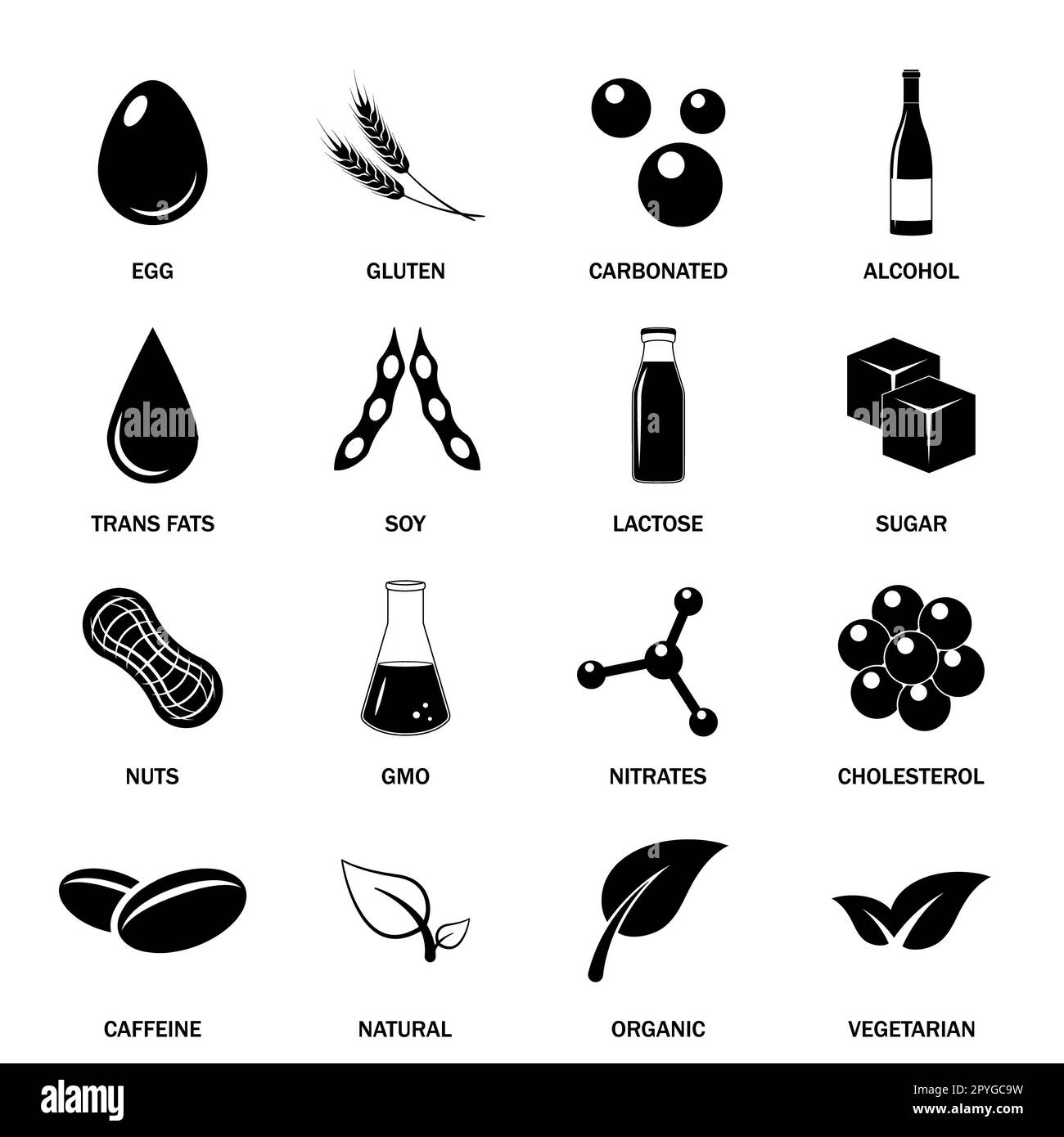 Food allergen icons set. Vector EPS8 illustration Stock Photo Alamy