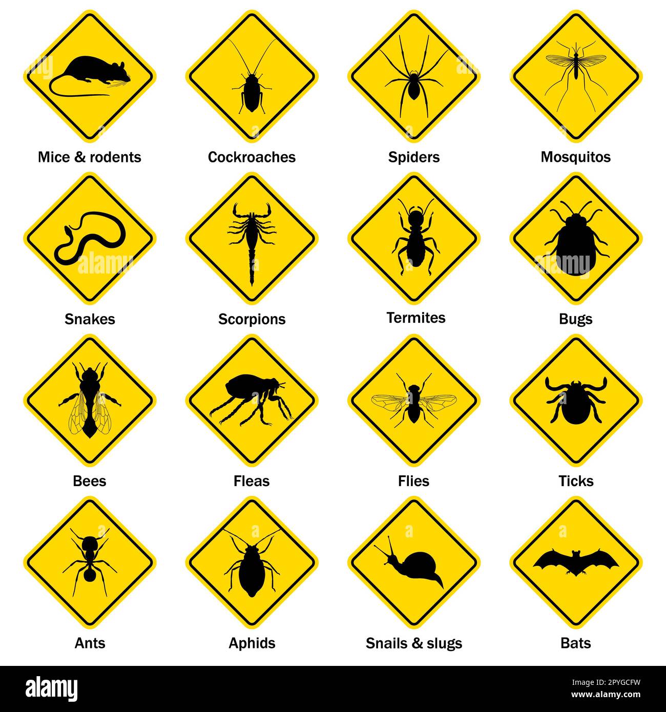 Pest and insect control icons set. Vector EPS8 illustration Stock Photo ...