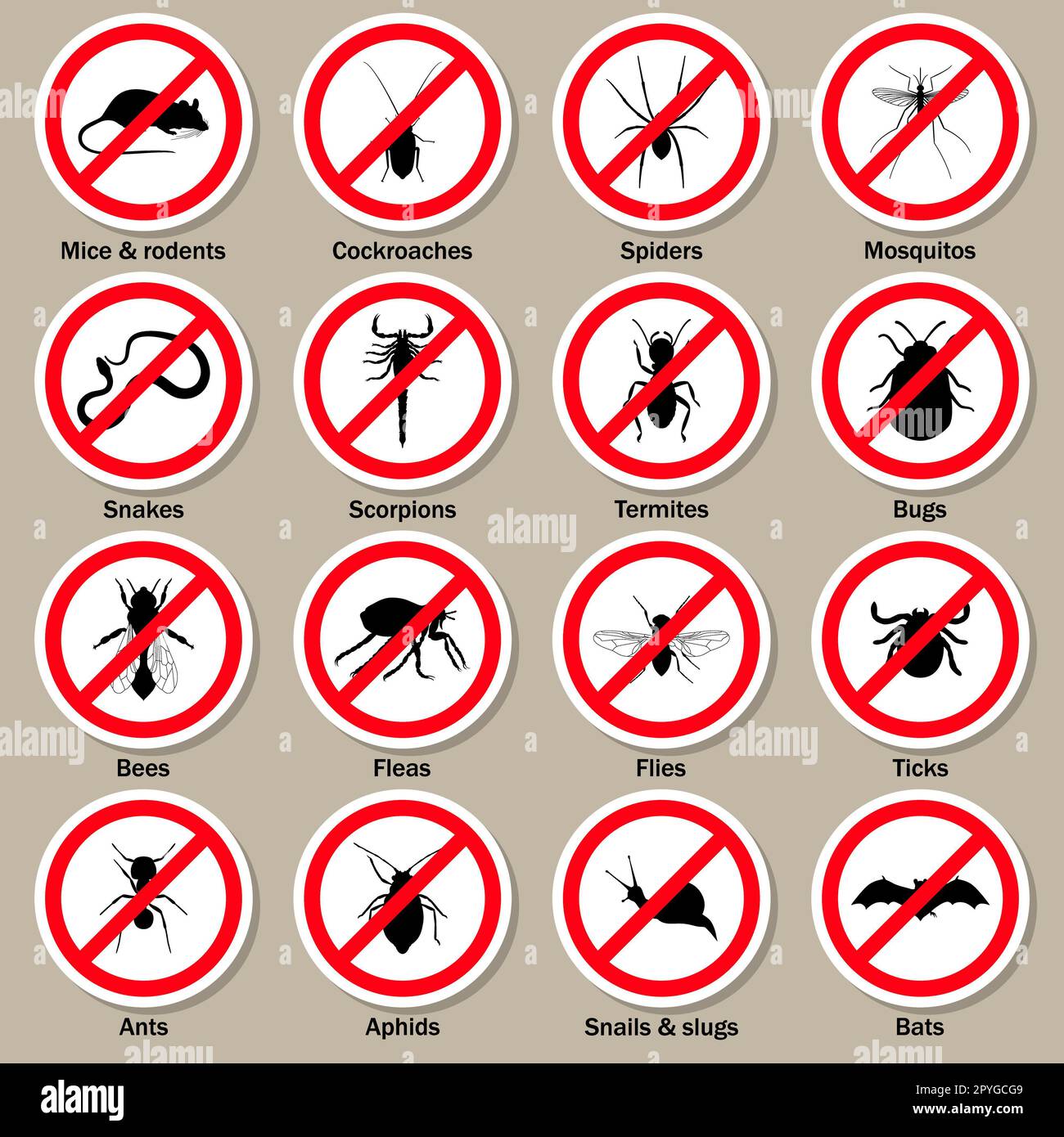 Pest and insect control icons set. Vector EPS10 illustration Stock ...