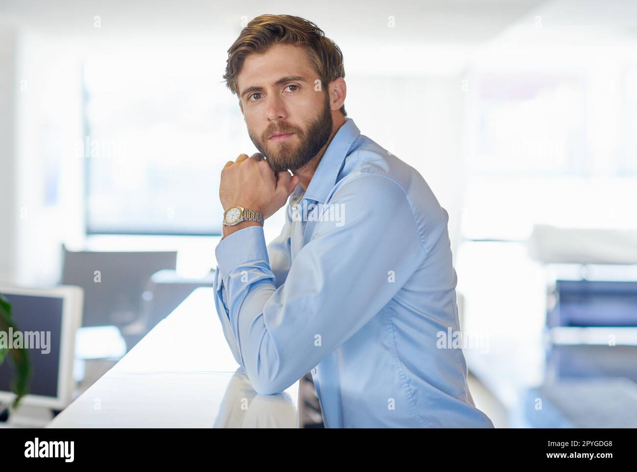 I take my job seriously. Cropped portrait of a handsome young businessman in the office. Stock Photo
