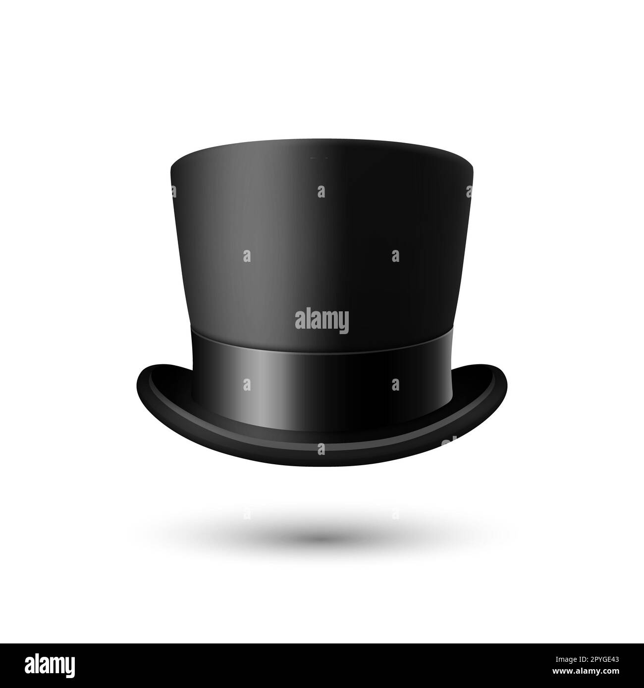 Vector 3d Realistic Black Top Hat with Black Ribbon Closeup Isolated on