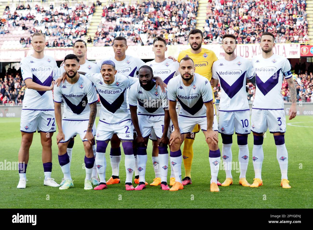 Salerno, Italy. 03rd May, 2023. Fiorentina team, during the match of the Italian Serie A league between Salernitana vs Fiorentina final result, Salernitana 3, Fiorentina 3, match played at the Diego Armando Maradona stadium. Napoli, Italy, May 03, 2023. (photo by Vincenzo Izzo/Sipa USA) Credit: Sipa USA/Alamy Live News Stock Photo