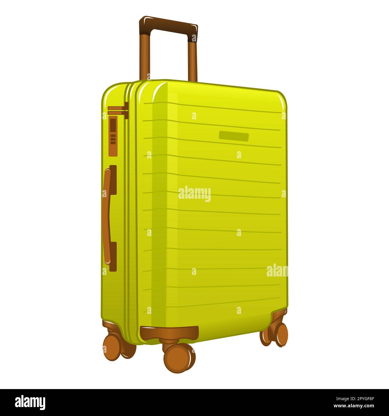 Vector illustration of green plastic travel suitcase in cartoon style