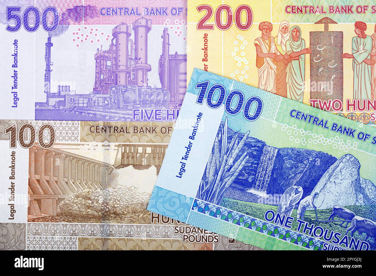Sudanese money - pounds - a business background Stock Photo