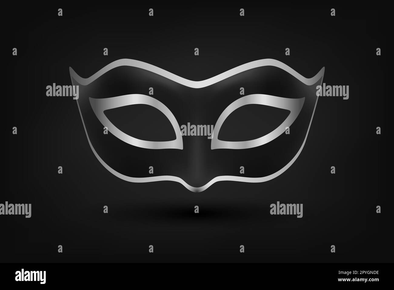 Vector 3d Realistic Black and Silver Carnival Face Mask on Black ...