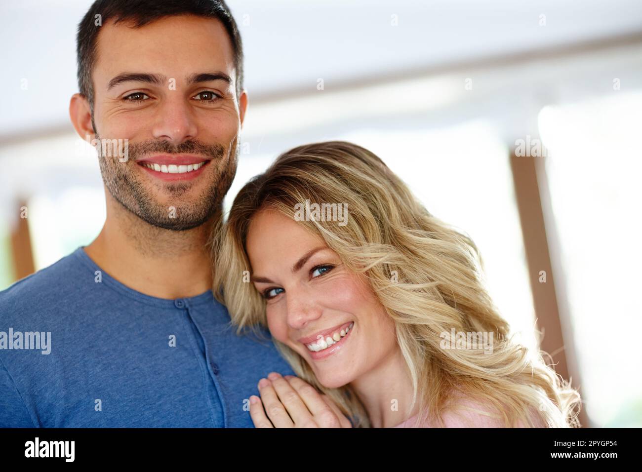 We couldnt be happier. Portrait of an affectionate young couple. Stock Photo