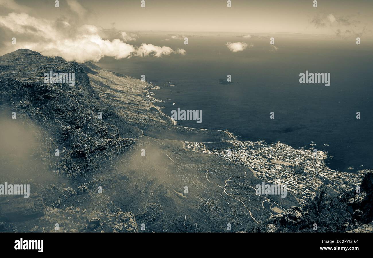 Gigantic view from Table Mountain Cape Town, Sea Point Promenade Stock