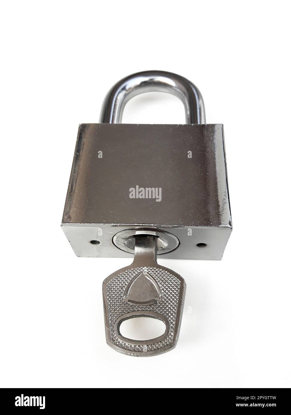 Locked Silver Padlock on a white background Stock Photo - Alamy
