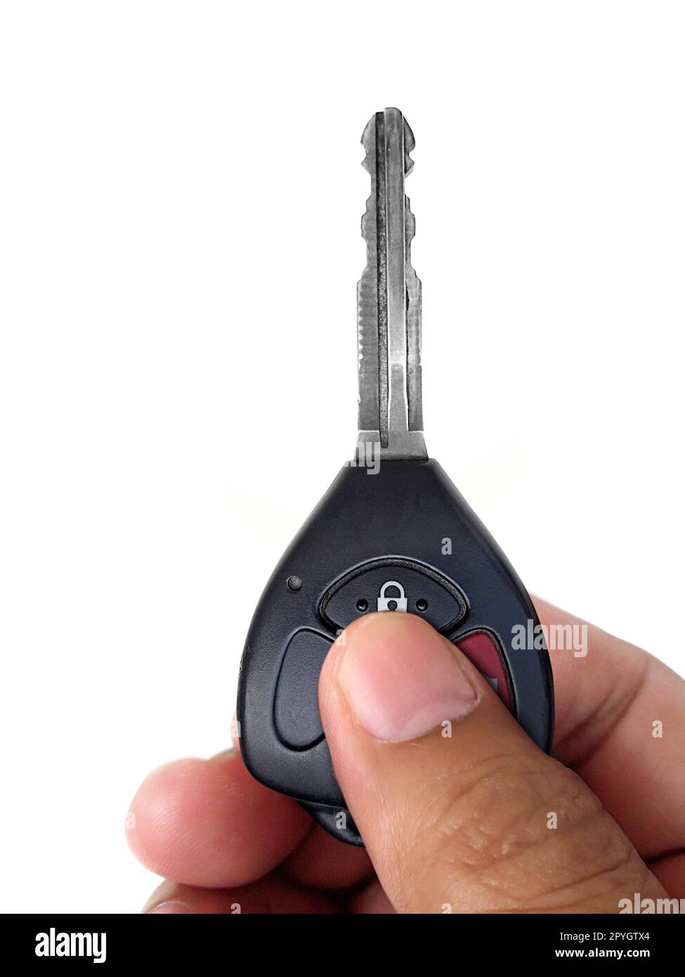 Hand with a car key. Isolated on white background Stock Photo - Alamy