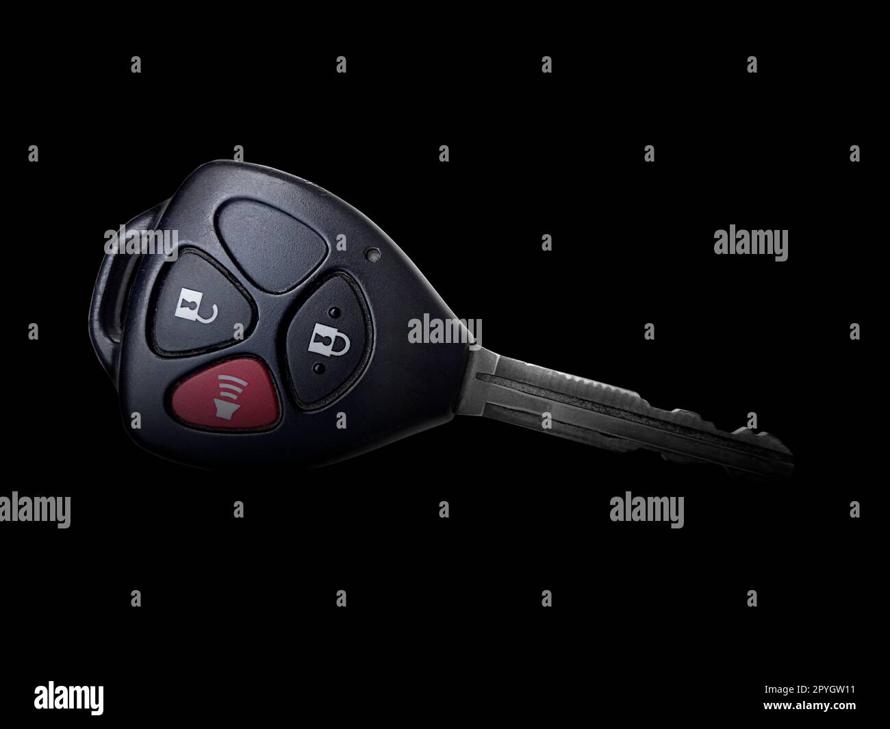 Remote car key isolated on black background Stock Photo