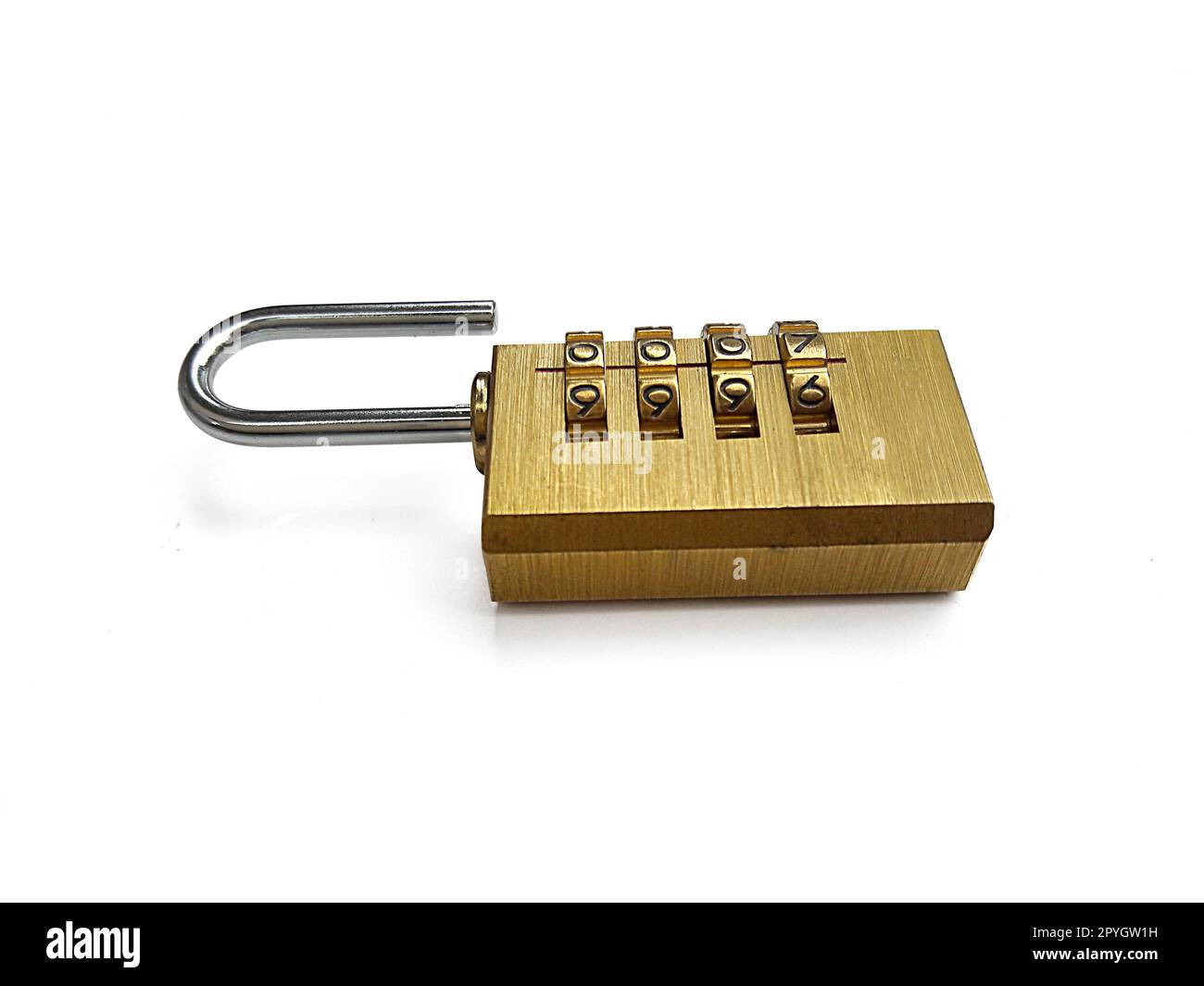 padlock with combination lock,in locked position,Isolated on white