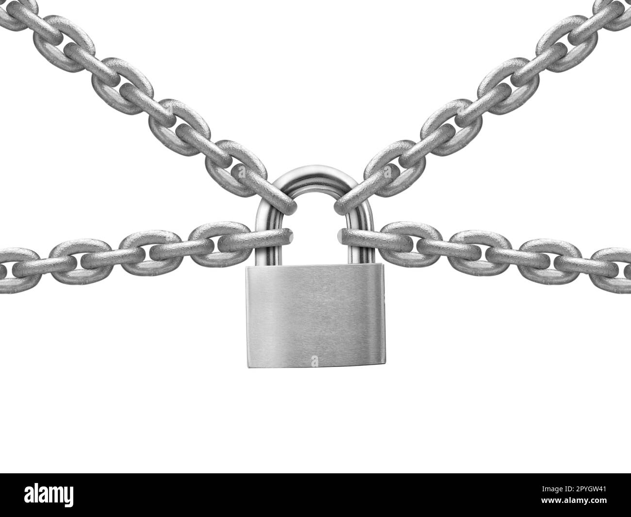The gray metal chain and padlock on white background Stock Photo Alamy