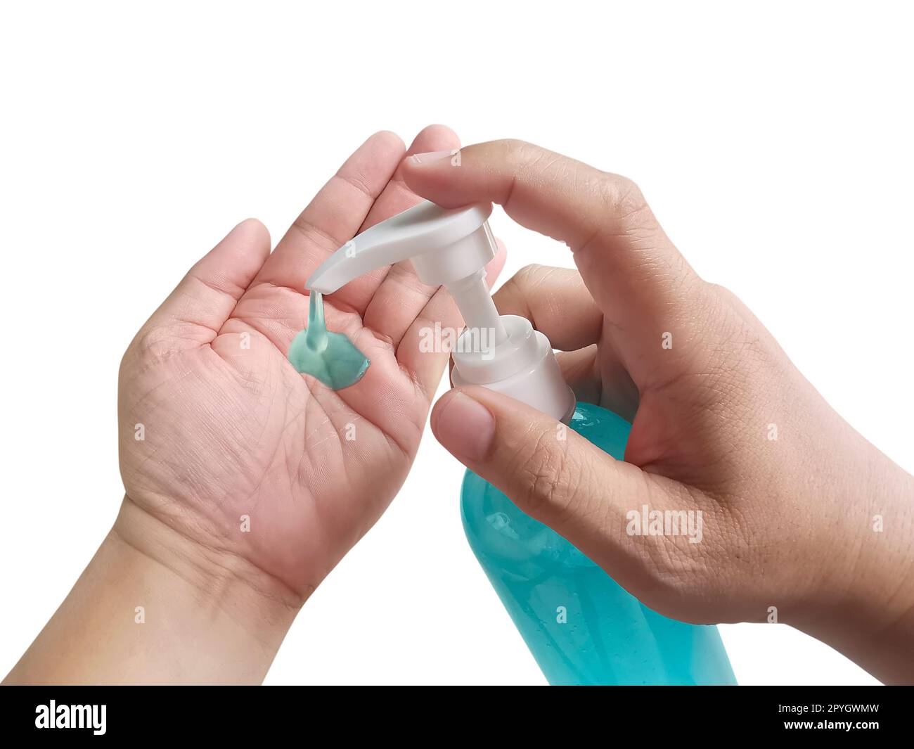 using alcohol gel clean wash hand sanitizer anti virus bacteria dirty skin care Stock Photo