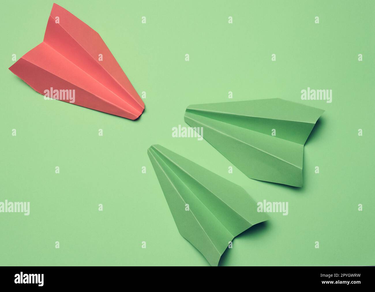 Paper planes, concept of confrontation, dialogue Stock Photo