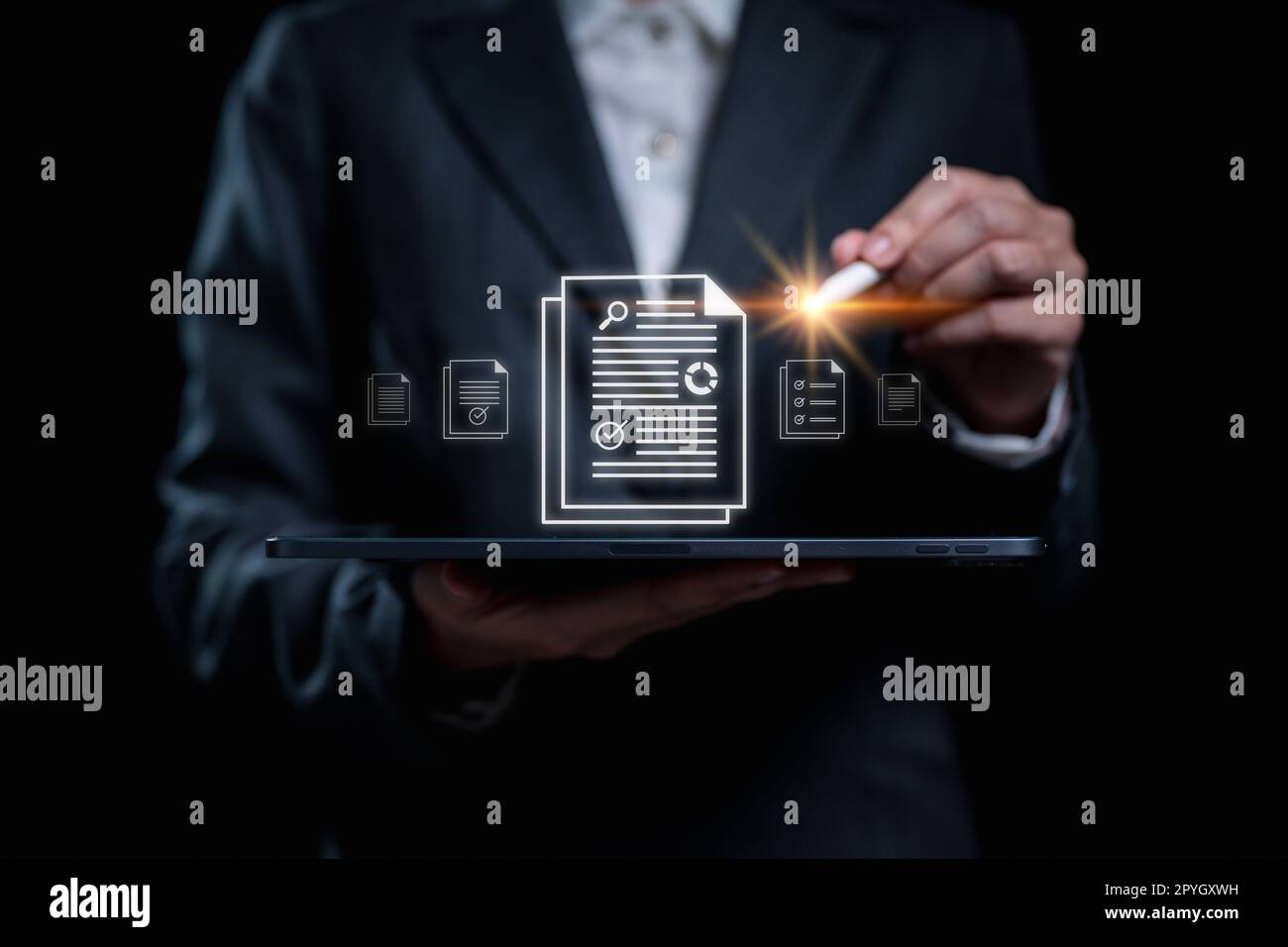 data scientist analyzed the data to identify trends and patterns. Stock Photo