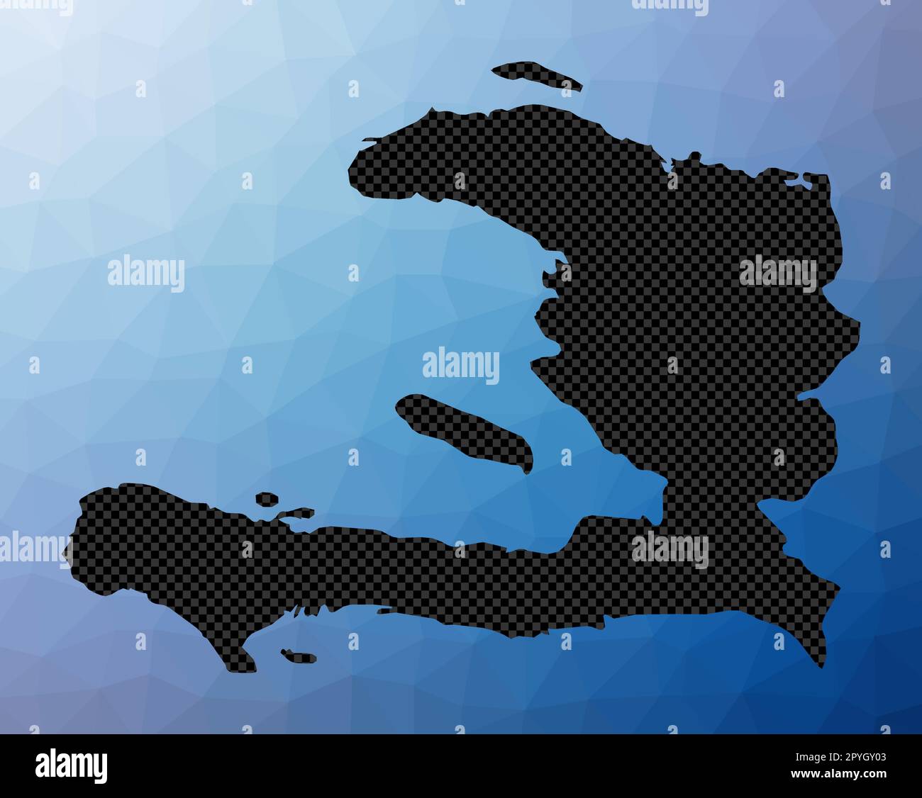 Haiti geometric map. Stencil shape of Haiti in low poly style. Charming