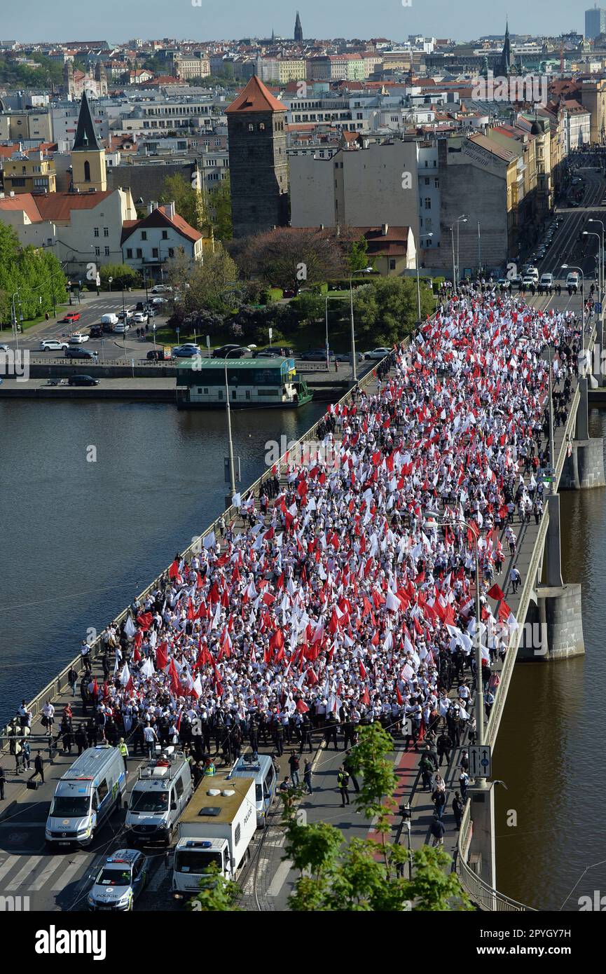 Prague, Czech Republic. 3rd May, 2023. Fans of SK Slavia Praha