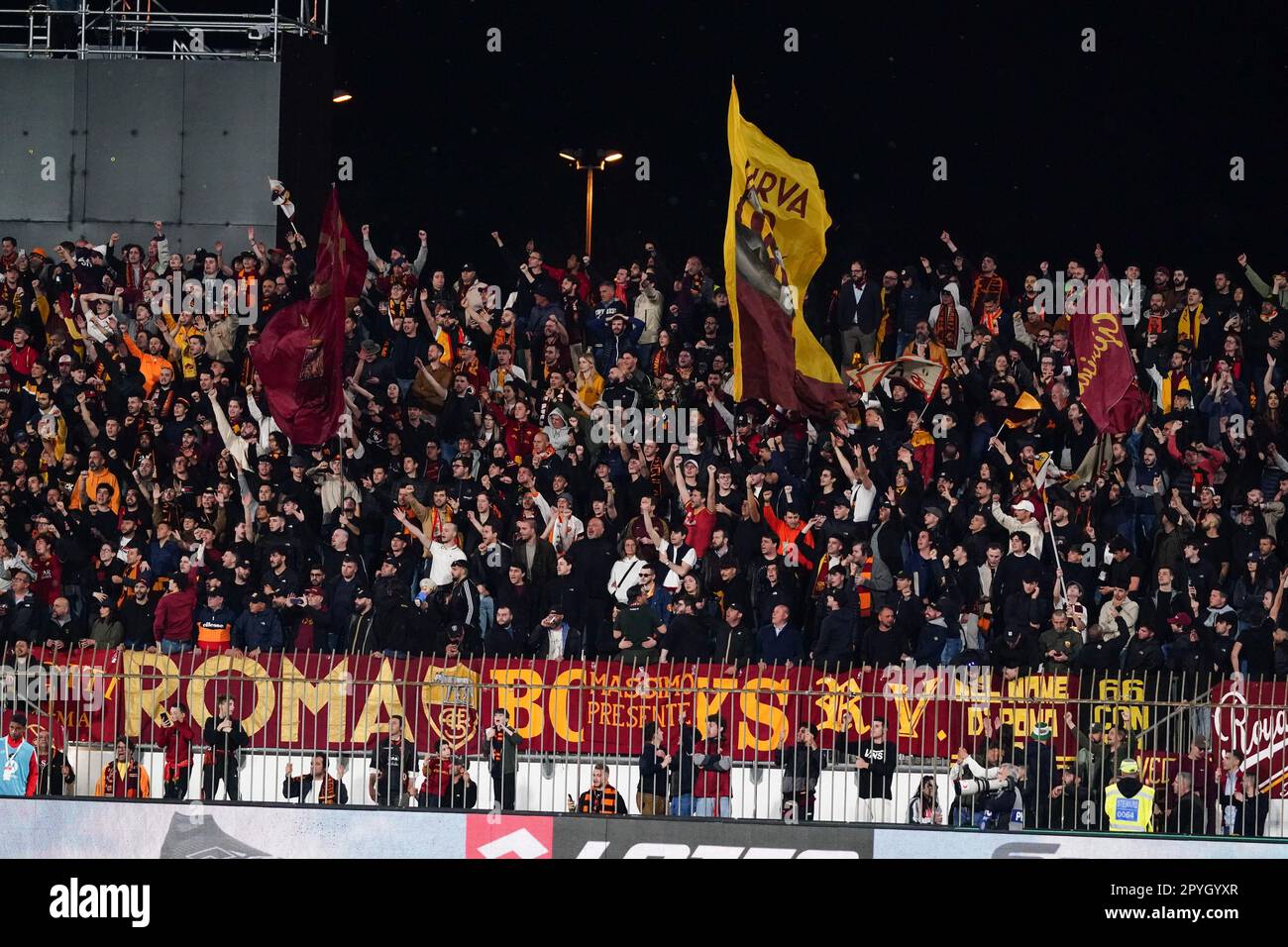 Monza, Italy 03/05/2023, AS Roma supporters during the Italian
