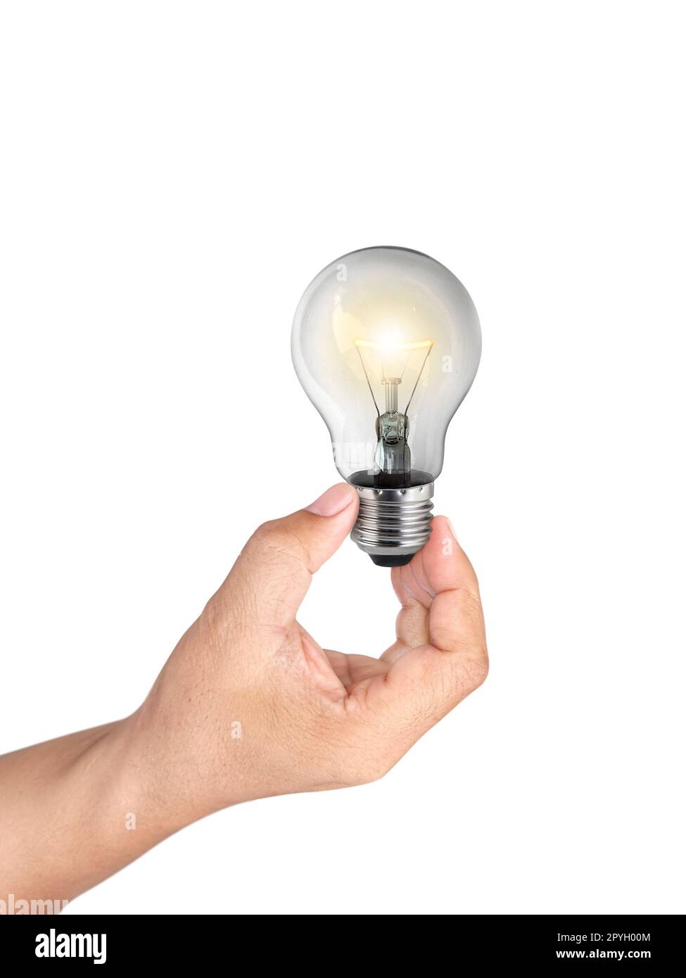 hand holding light bulb isolated on white background Stock Photo - Alamy