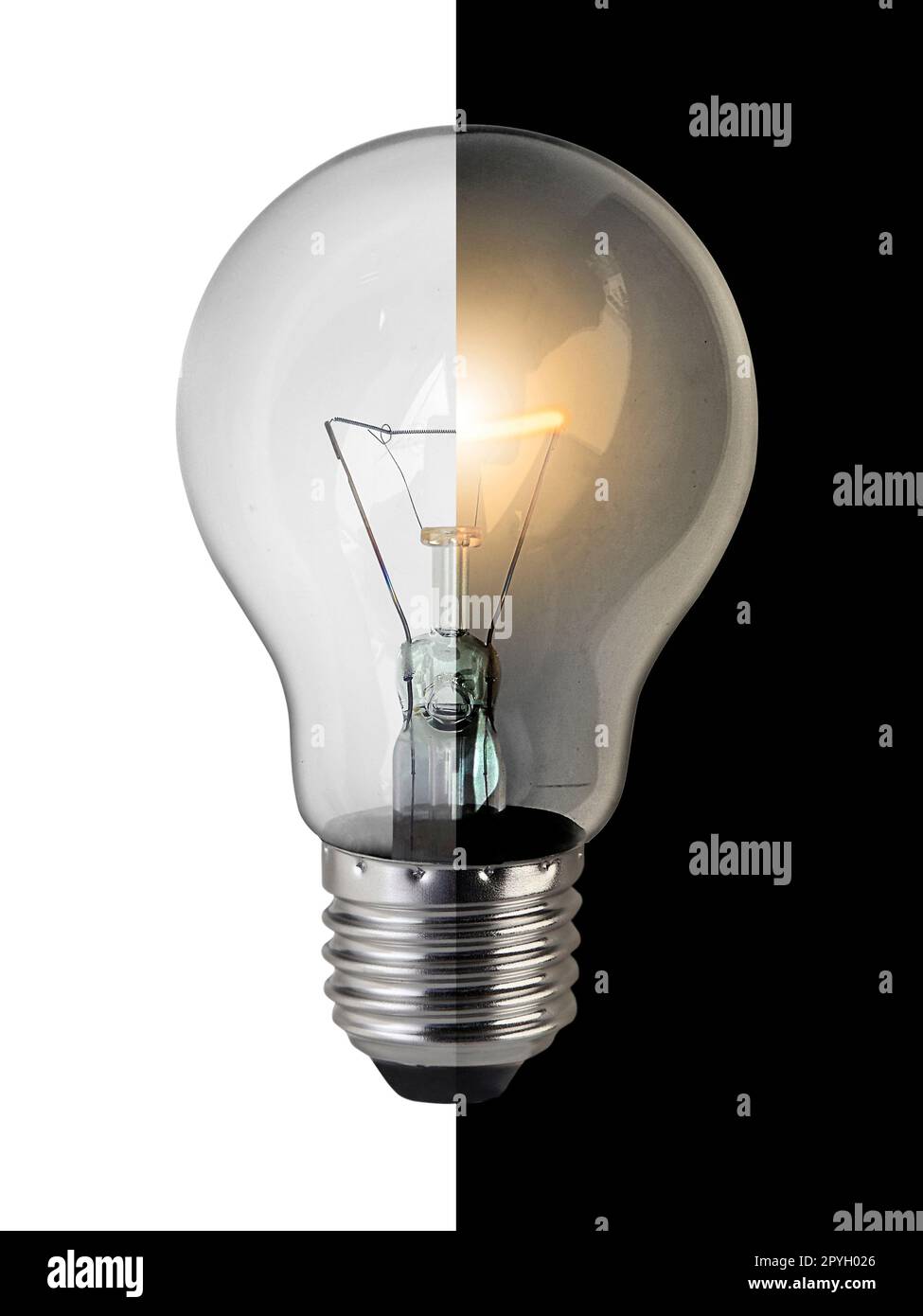 light bulb On and Off on White Background, Inspiration concept Stock ...