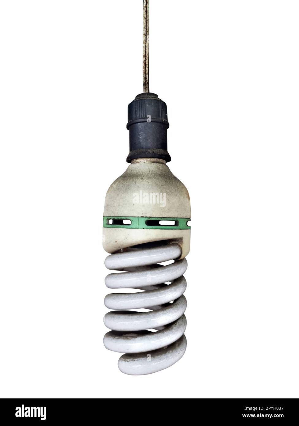 Old technology and wasting electricity, burned out light bulb Stock Photo