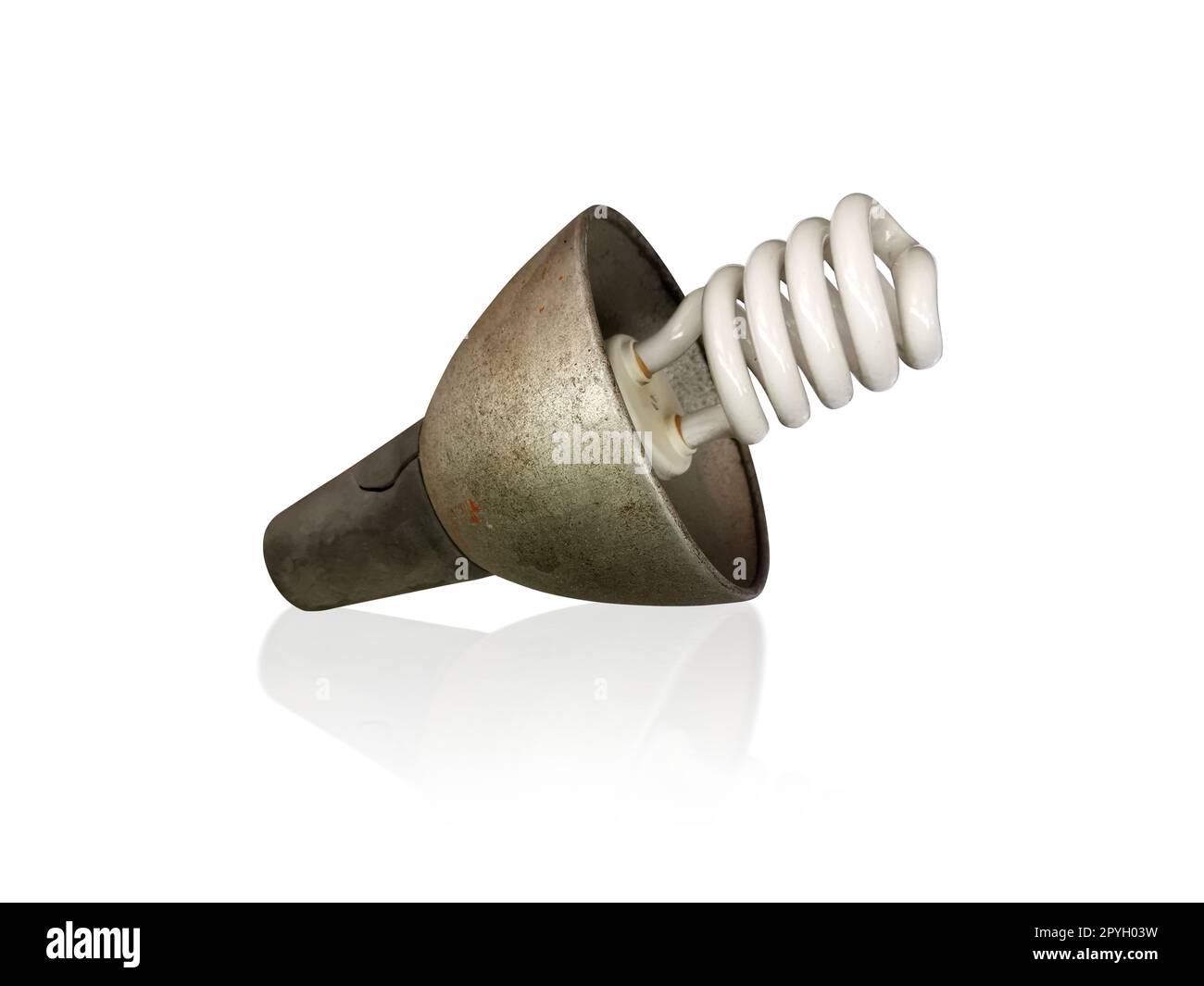 Old technology and wasting electricity, burned out light bulb Stock