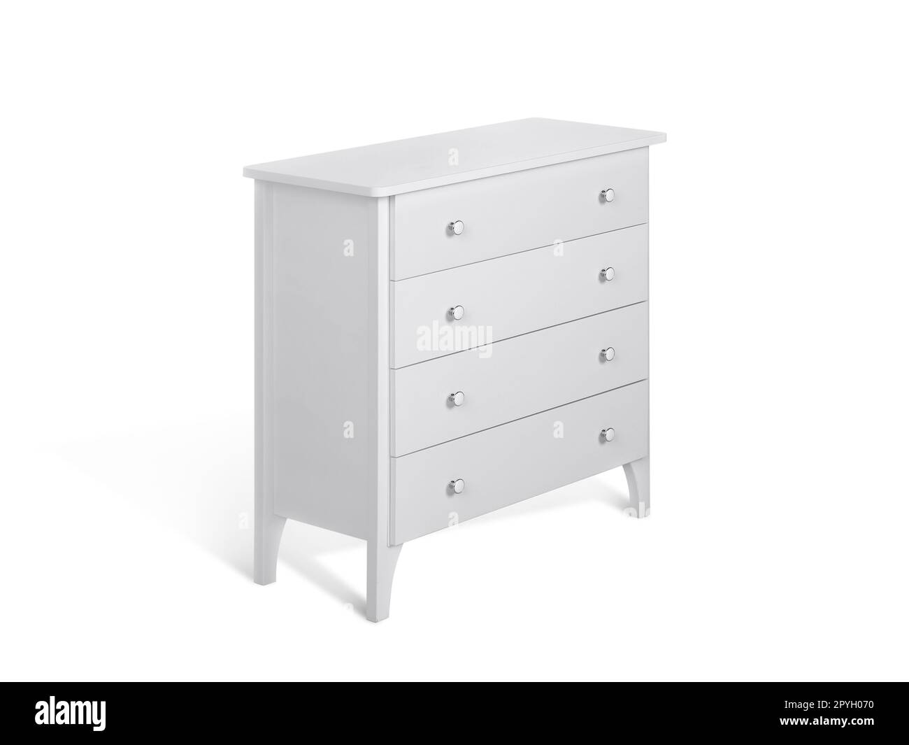 Modern wooden chest of drawers on white background Stock Photo