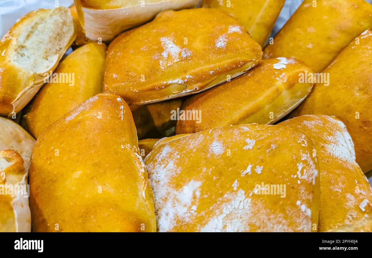 Rolls baguettes cakes and other pastries in Chedraui Supermarket in