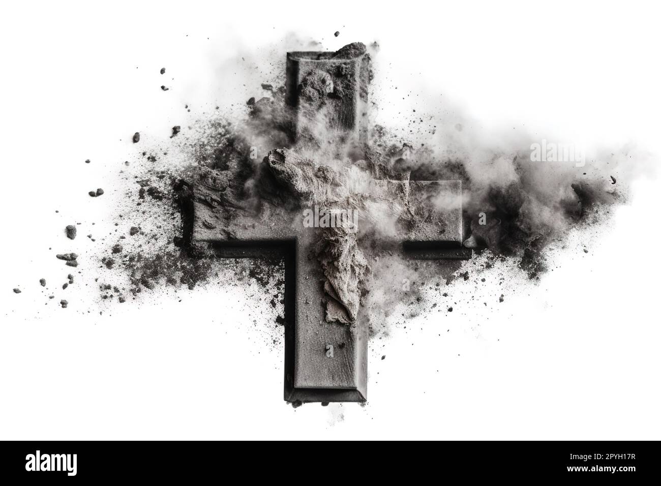 Cross made of ashes, Ash Wednesday, Lent season vintage abstract background Cross Made up of Ash
