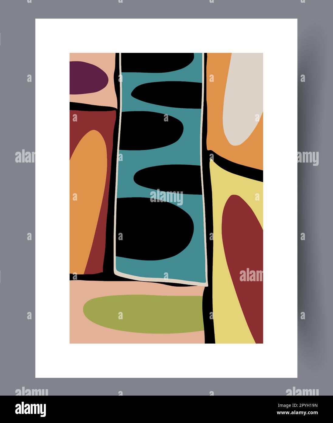 Abstract figures aesthetic geometry wall art print. Wall artwork for