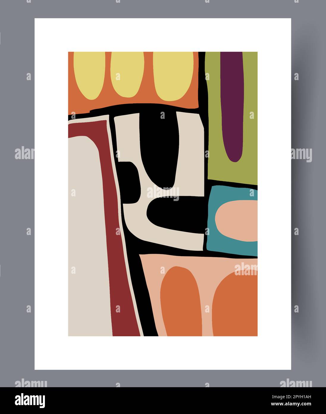 Abstract surrealism simple figures wall art print. Contemporary