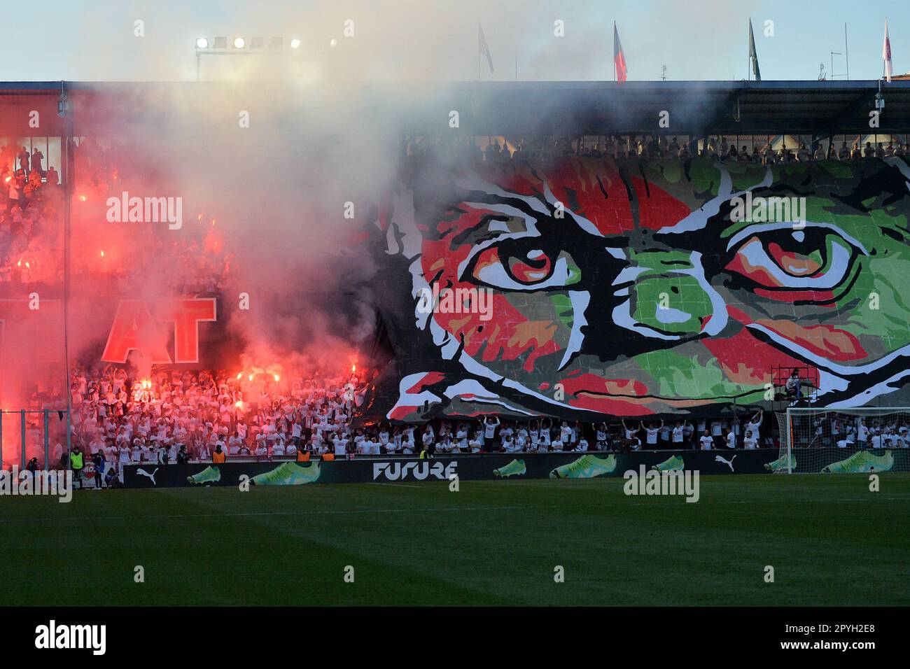 Prague, Czech Republic. 3rd May, 2023. Fans of SK Slavia Praha