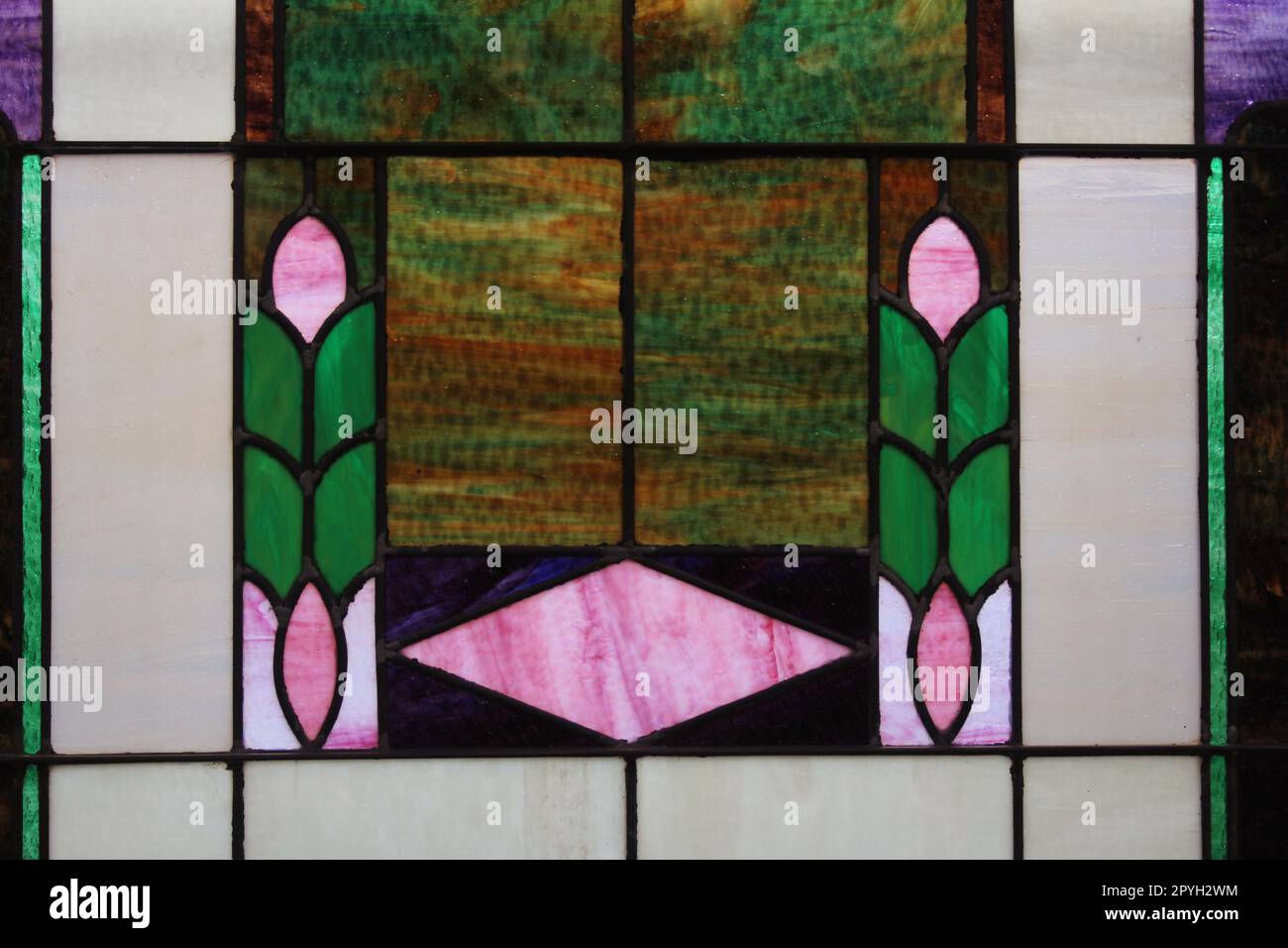 Antique Colorful Glass Panels Photo Composite Stained Glass Window Design Stock Photo
