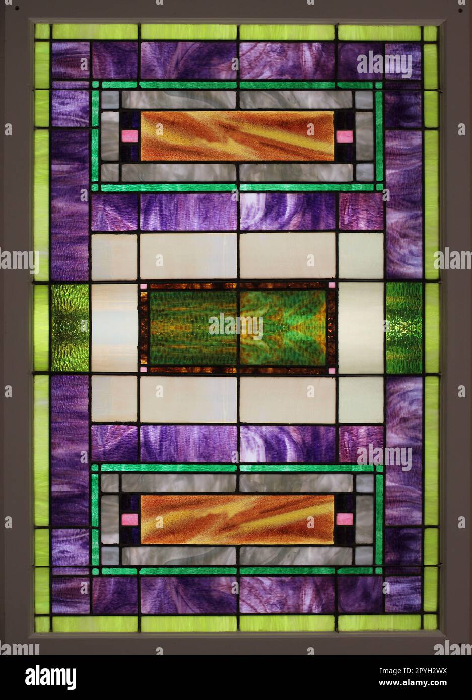 Antique Colorful Glass Panels Photo Composite Stained Glass Window Design Stock Photo