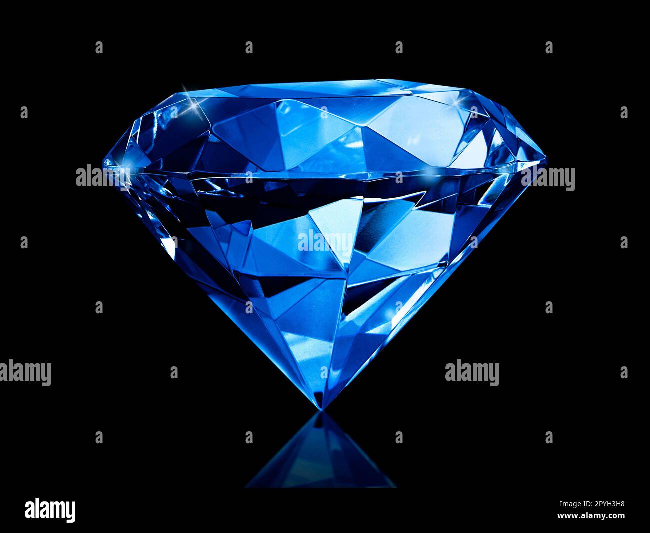 Dazzling diamond Blue gemstones on black background Stock Photo - Alamy