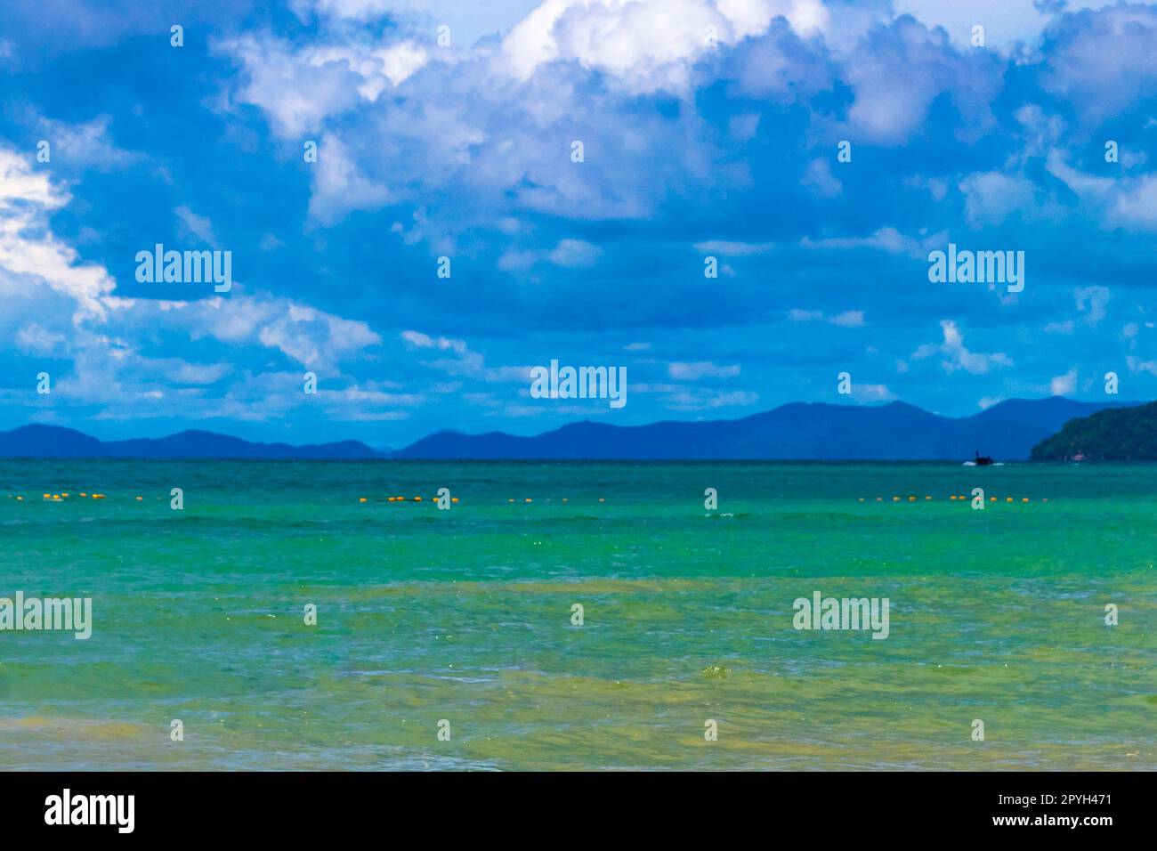 Railay Beach Thailand beautiful famous beach lagoon between limestone rocks. Stock Photo