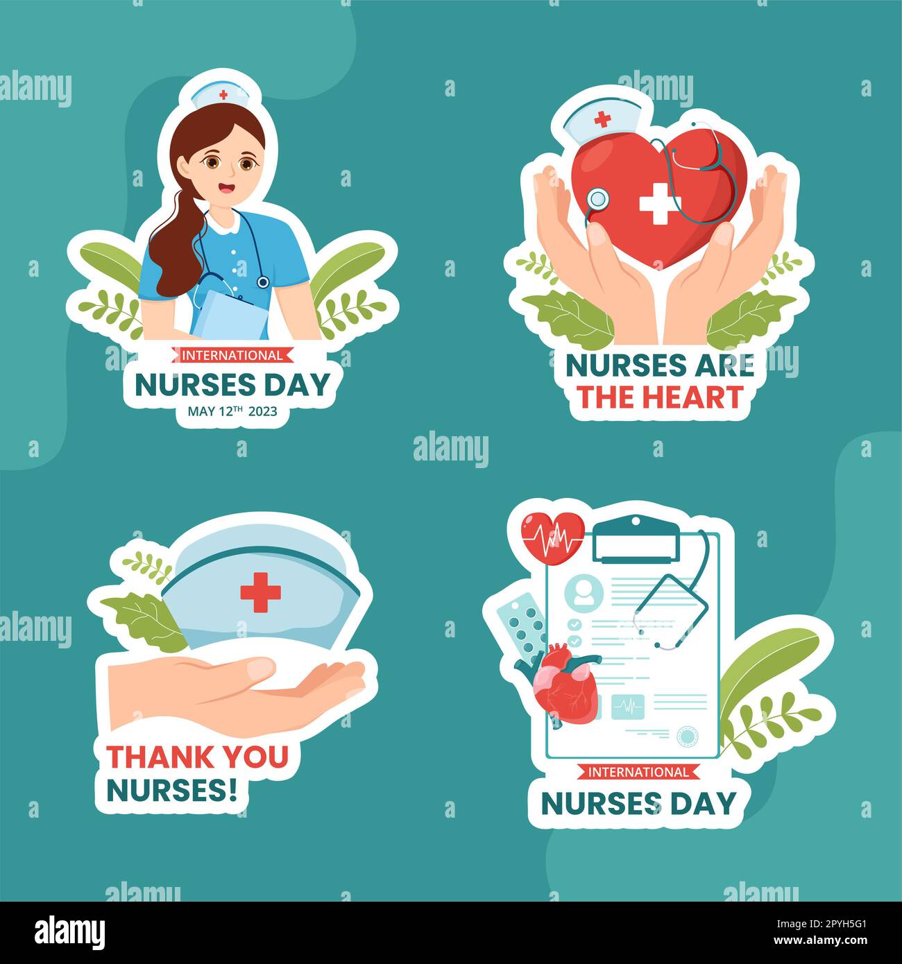 International Nurses Day Label Flat Cartoon Hand Drawn Templates Background Illustration Stock Photo