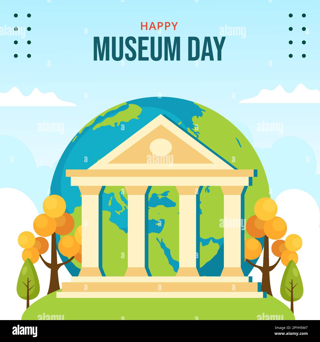 International Museum Day Social Media Background Illustration Cartoon