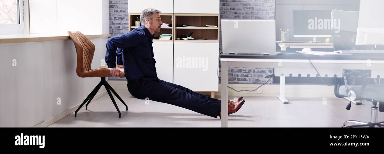 Triceps Dip Office Desk Chair Workout Stock Photo Alamy