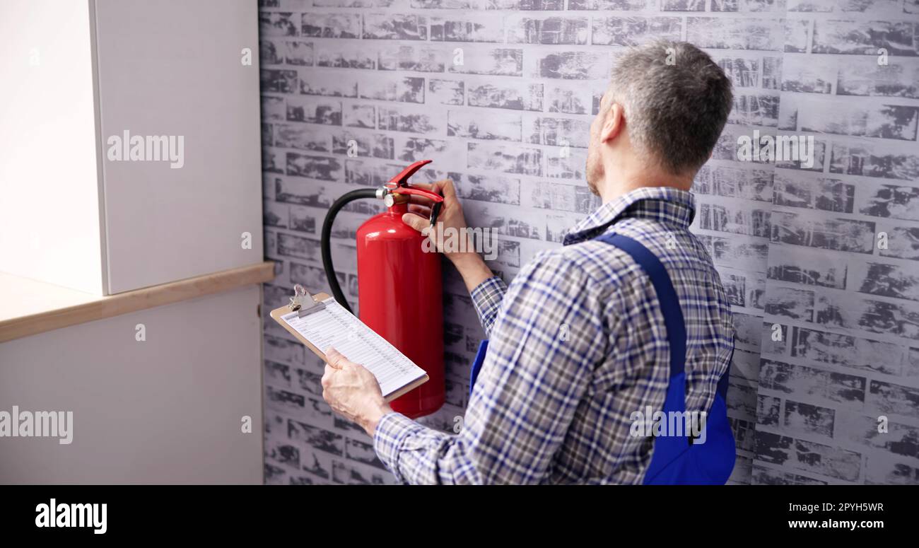 Fire Extinguisher Safety Prevention Check Stock Photo Alamy