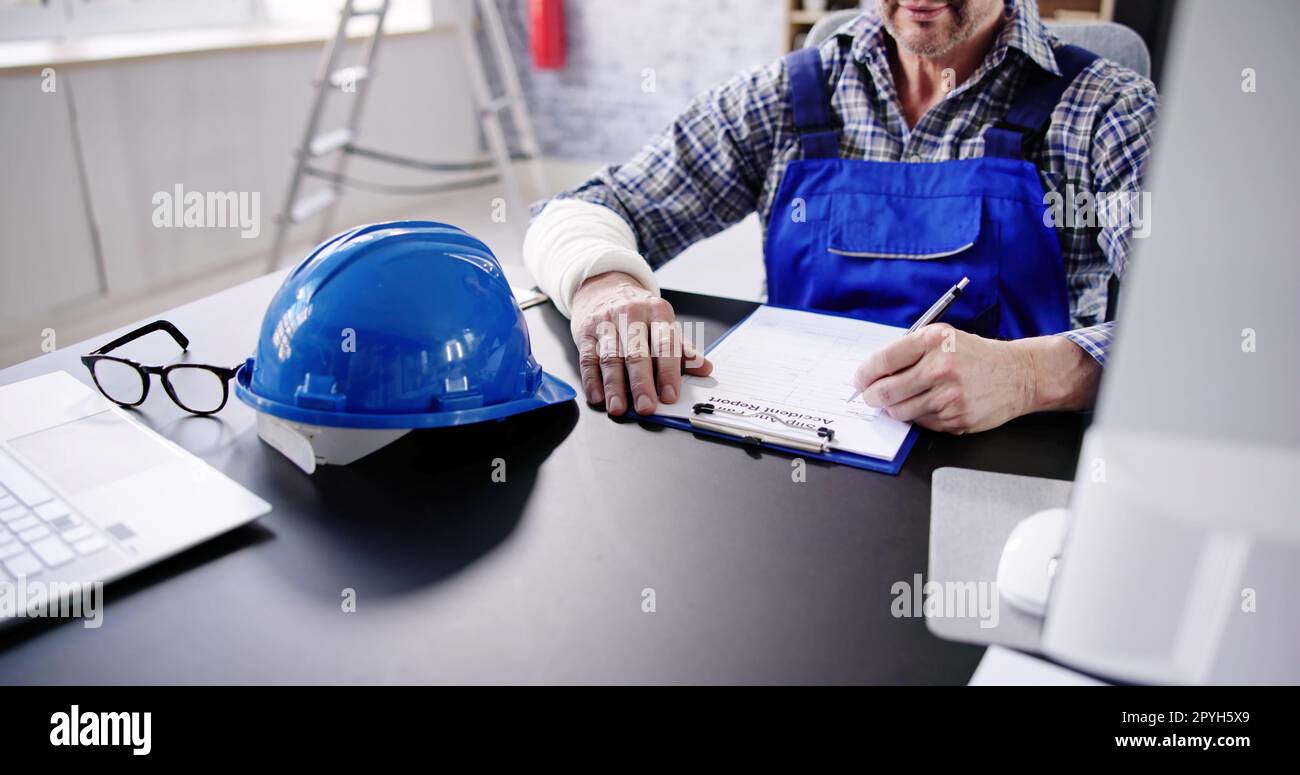 Worker Accident Insurance Disability Compensation Stock Photo - Alamy